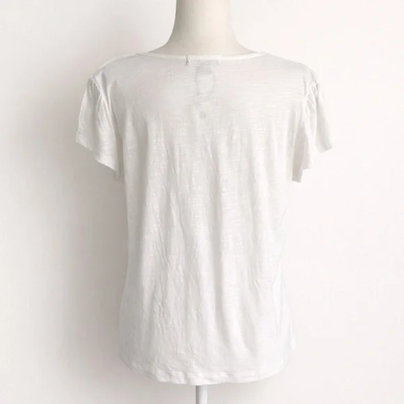 Sanctuary White V Neck Button Front Cap Sleeve Top Large NWT - Picture 3 of 5
